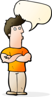 cartoon man with folded arms with speech bubble png