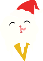 ilustração de cor plana de um sorvete derretendo usando chapéu de papai noel png