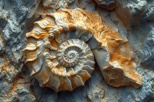 AI generated Textures of antique Shells in stone. Wallpaper background photo