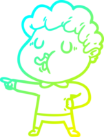 cold gradient line drawing of a cartoon man singing png