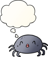 cartoon spider with thought bubble in smooth gradient style png