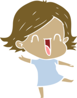 flat color style cartoon laughing woman png