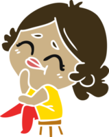 hand drawn cartoon of a kawaii woman png