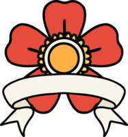 traditional tattoo with banner of a flower png