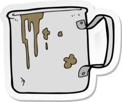 sticker of a cartoon old tin cup png