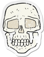 retro distressed sticker of a cartoon skull png