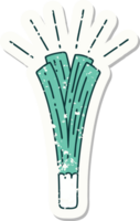 worn old sticker of a tattoo style leek png