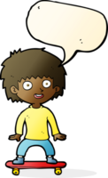 cartoon boy on skateboard with speech bubble png