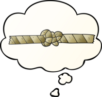 cartoon knotted rope with thought bubble in smooth gradient style png