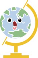 flat color retro cartoon of a globe of the world png