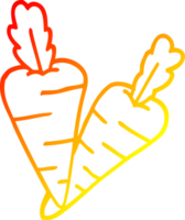 warm gradient line drawing of a cartoon organic carrots png