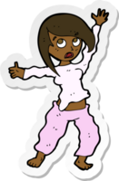 sticker of a cartoon frightened woman png