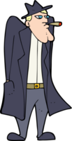 Cartoon-Mann mit Hut und Trenchcoat png