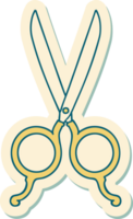 sticker of tattoo in traditional style of barber scissors png