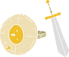 flat color style cartoon shield and sword png