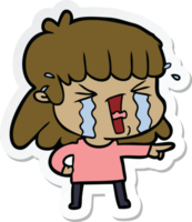 sticker of a cartoon woman in tears png