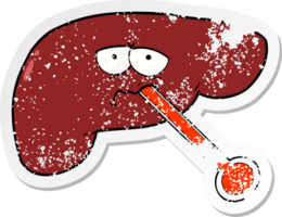 distressed sticker of a cartoon unhealthy liver png