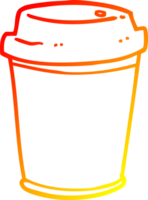warm gradient line drawing of a cartoon takeout coffee cup png