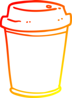 warm Gradient Linie Zeichnung von ein Karikatur Mitnahme Kaffee Tasse png