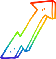 rainbow gradient line drawing of a cartoon positive growth arrow png