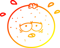 warm gradient line drawing of a cartoon orange png