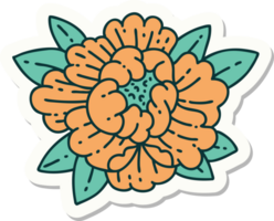 klistermärke av tatuering i traditionell stil av en blomning blomma png