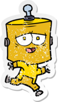 distressed sticker of a cartoon robot png