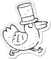 distressed sticker of a funny cartoon bird png