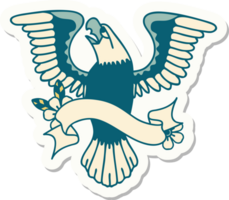 tattoo style sticker with banner of an american eagle png