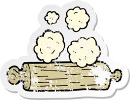 retro distressed sticker of a cartoon rolling pin png