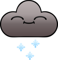 gradient shaded cartoon of a happy snow cloud png