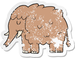 distressed sticker of a cartoon mammoth png