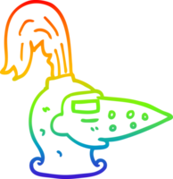 rainbow gradient line drawing of a cartoon knights helmet png