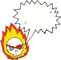 cartone animato ardente cranio con discorso bolla png