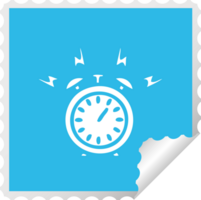 fyrkant peeling klistermärke tecknad serie av en ringande larm klocka png