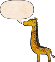 cartone animato giraffa con discorso bolla nel retrò struttura stile png