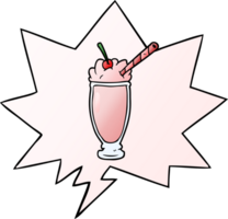 cartoon milkshake with speech bubble in smooth gradient style png