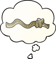 cartoon knotted rope with thought bubble in smooth gradient style png