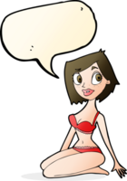 cartoon pretty woman in underwear with speech bubble png