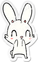 autocollant en détresse d'un lapin de dessin animé mignon png