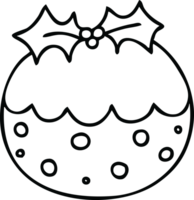 line drawing quirky cartoon christmas pudding png