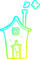 cold gradient line drawing of a cartoon house png