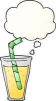 cartoon fizzy drink with thought bubble in smooth gradient style png