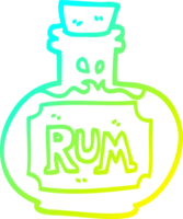 cold gradient line drawing of a cartoon old bottle of rum png