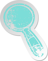 distressed old cartoon sticker of a magnifying glass png