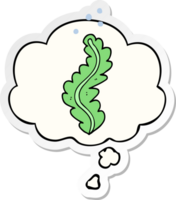 cartoon seaweed with thought bubble as a printed sticker png