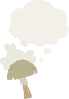 dibujos animados seta con espora nube con pensamiento burbuja en retro estilo png