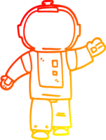 warm gradient line drawing of a cartoon walking astronaut png