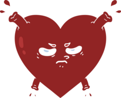 coeur de dessin animé de style plat couleur png