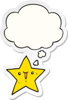 cute cartoon star with thought bubble as a printed sticker png